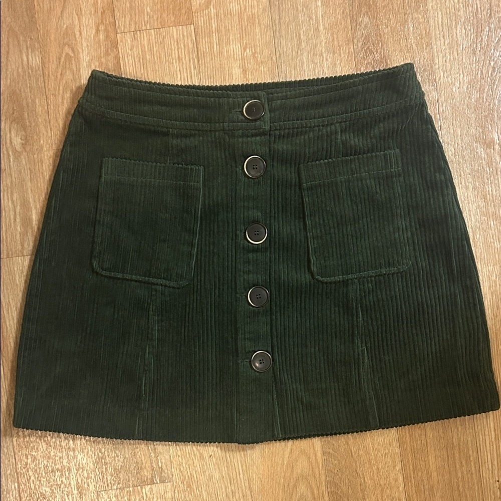 Zara NWT Forest Green Corduroy Mini Skirt